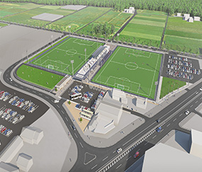 建設中のフットボールセンターのイメージ