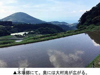 木場郷にて。奥には大村湾が広がる