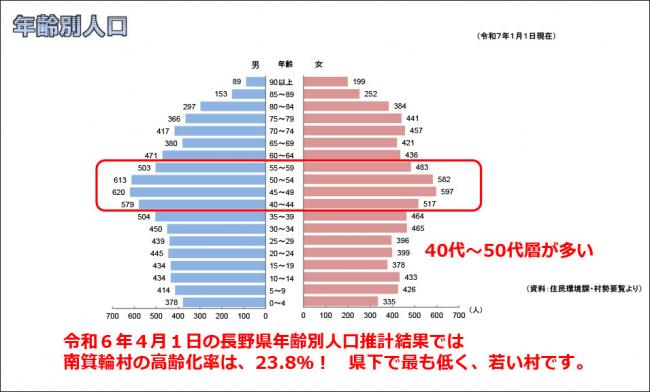 年齢別人口のグラフ