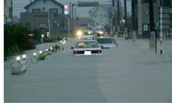 台風23号時の浸水の様子