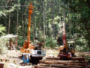 高性能林業機械を導入している様子の写真
