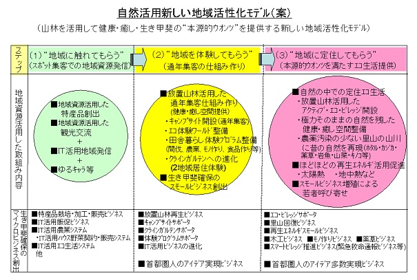 自然活用新しい地域活性化モデル(案)の図