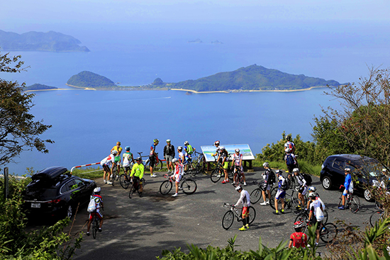 「大星山サイクルフェスタinひらお」のゴール地点の写真