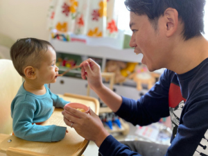 町長の子育ての様子