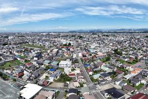 扶桑町役場周辺の空撮写真